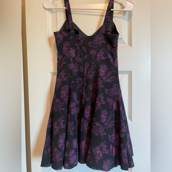 Vintage Goth Black and Purple Floral Mini Dress - Picture 5 of 5